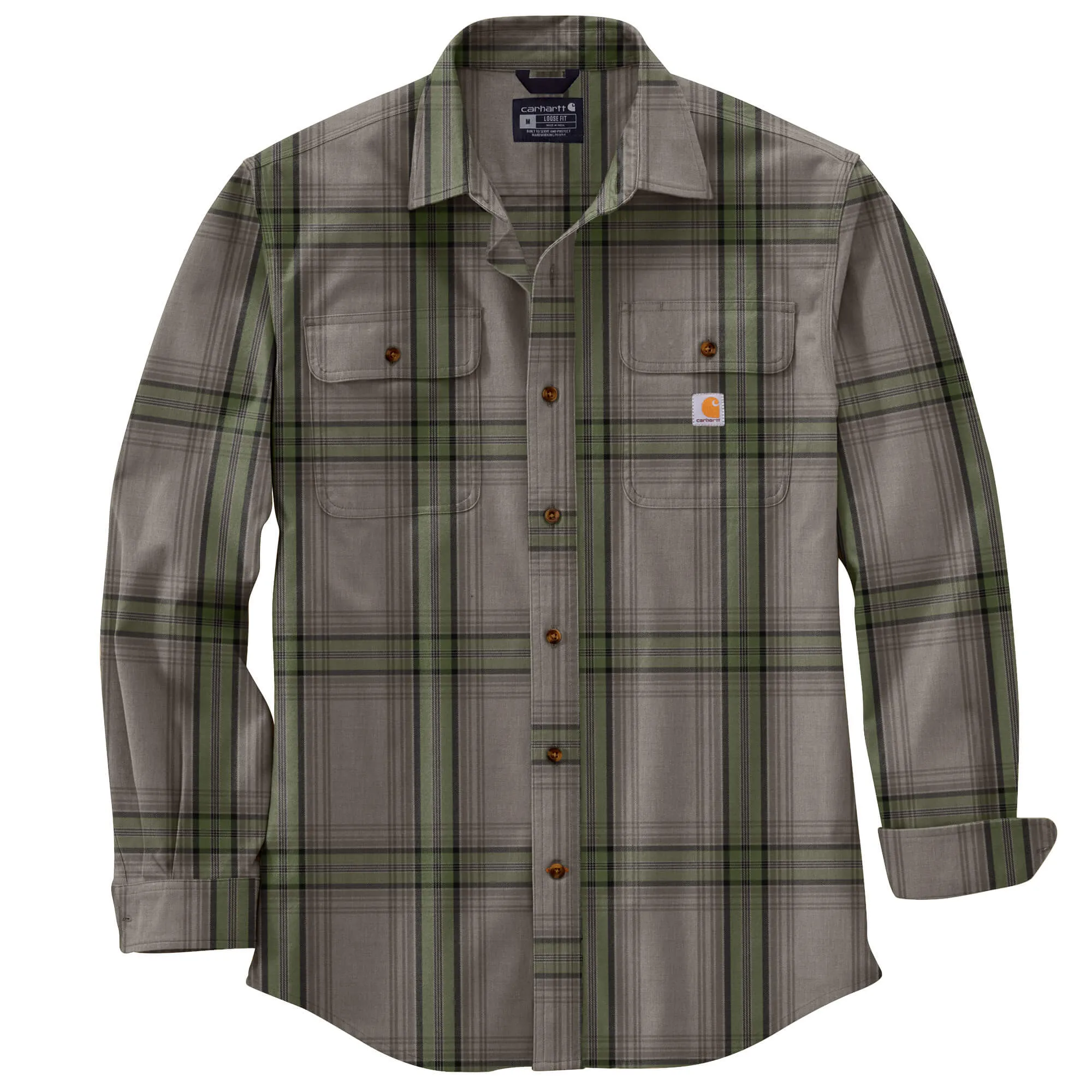 105947 - Loose Fit Heavyweight Lannel Long-Sleeve Plaid Shirt