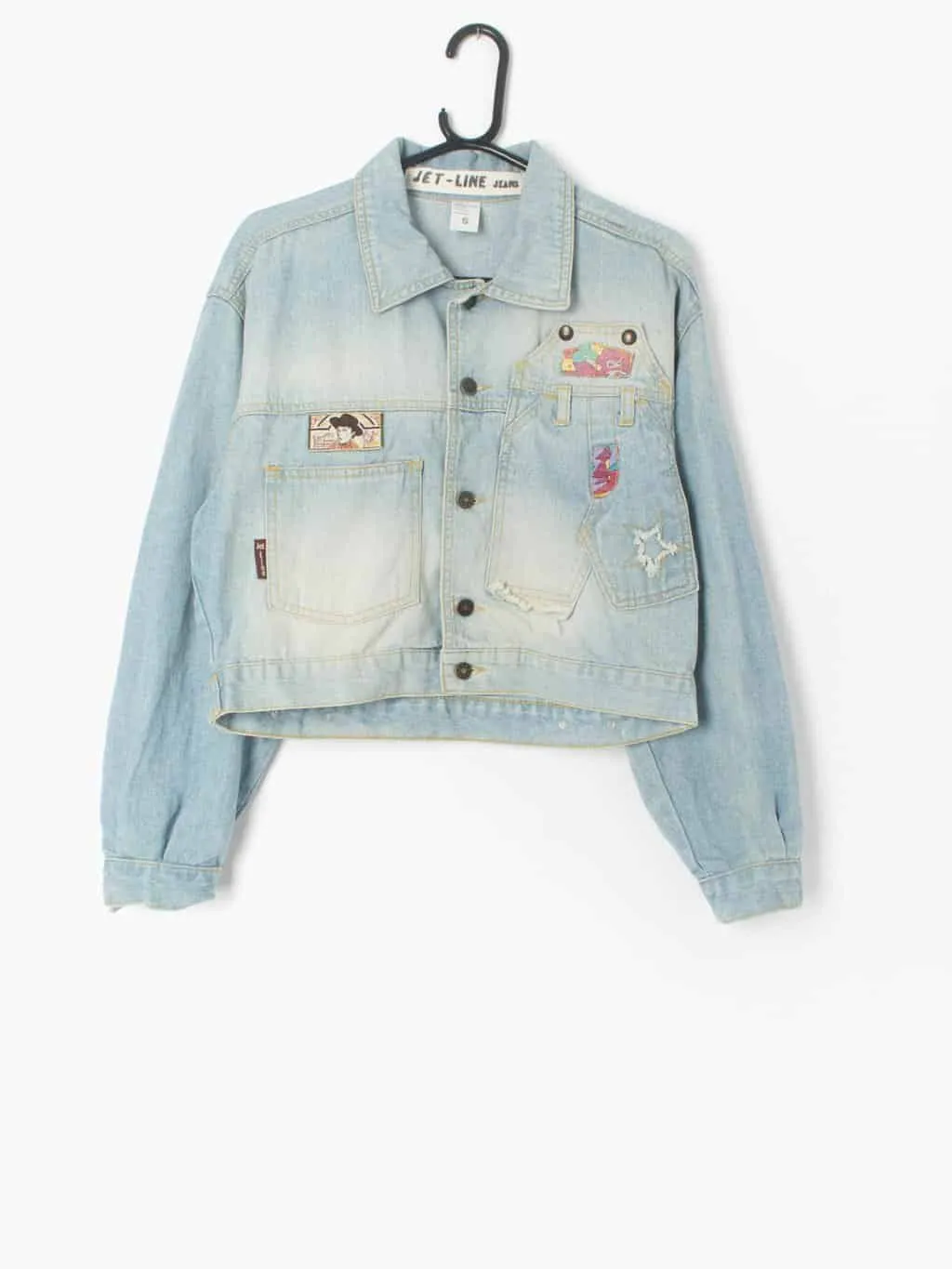 80s vintage cropped denim jacket by Jet line jeans – Small