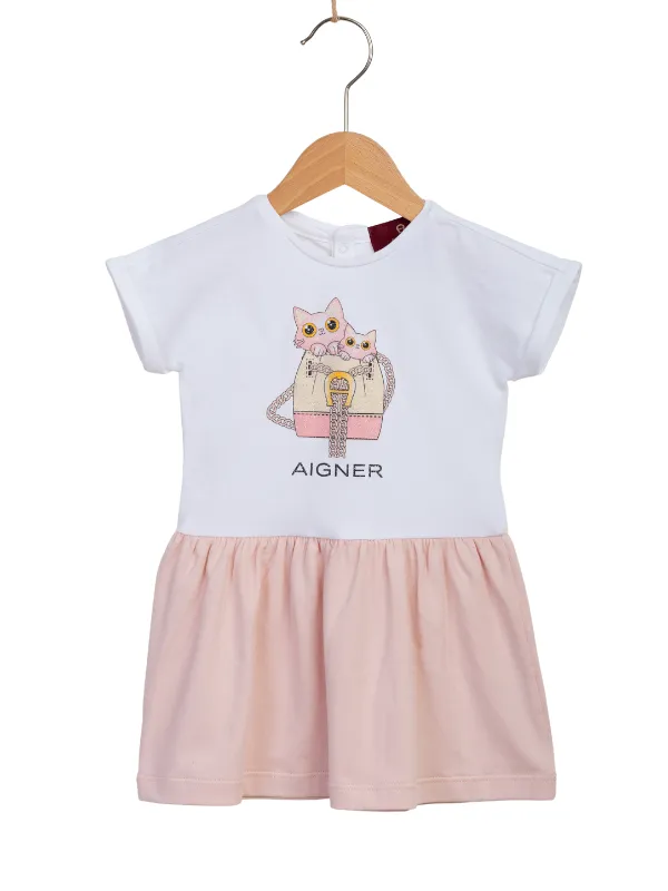 Aigner Dress Double Kitty White-Pink