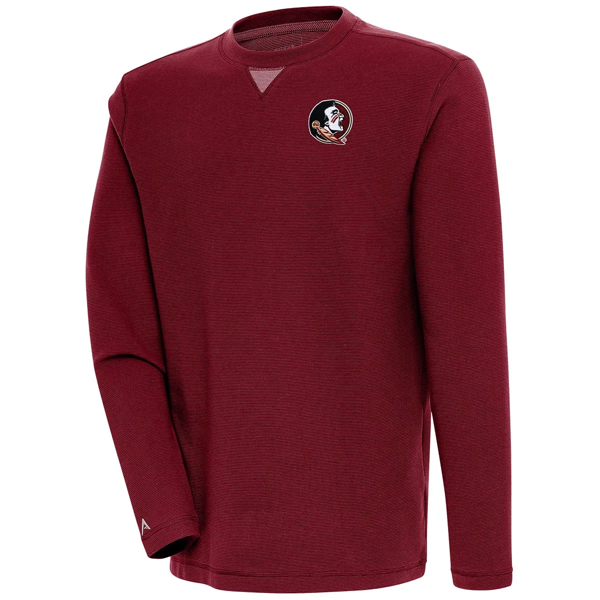 Antigua Men's Seminole Logo Long Sleeve Ribbed Crew Pullover - Garnet