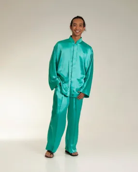 Baju Melayu Shirt Set (Tiffany Blue Satin)