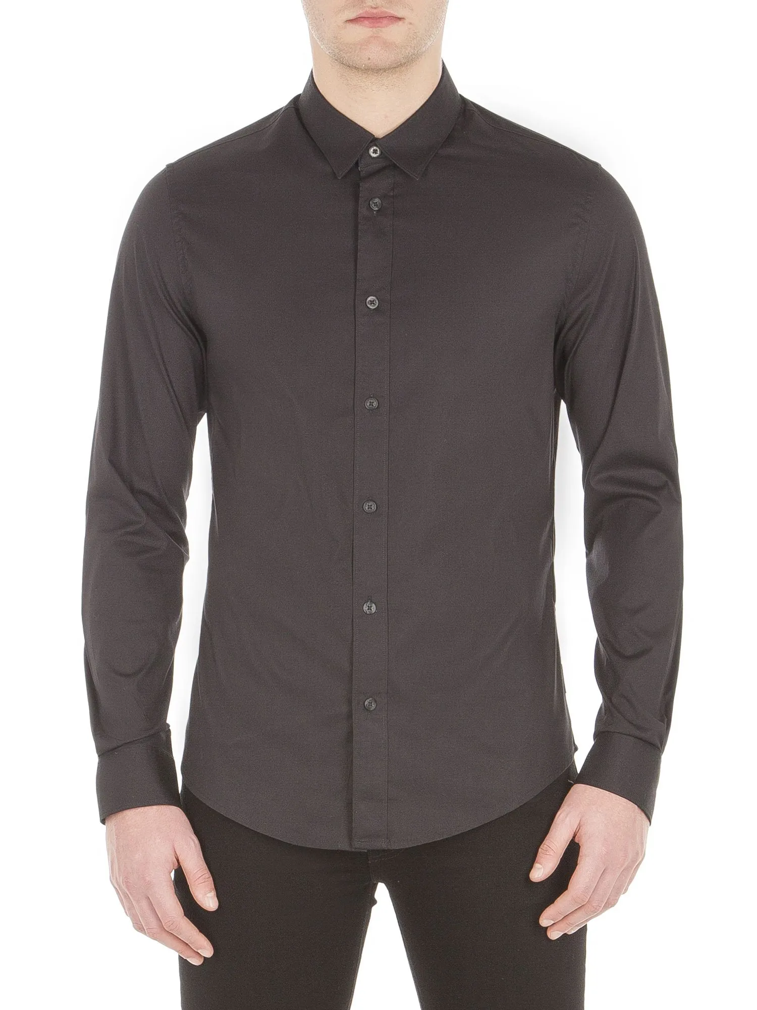 Ben Sherman Stretch Long Sleeve Poplin Shirt True Black