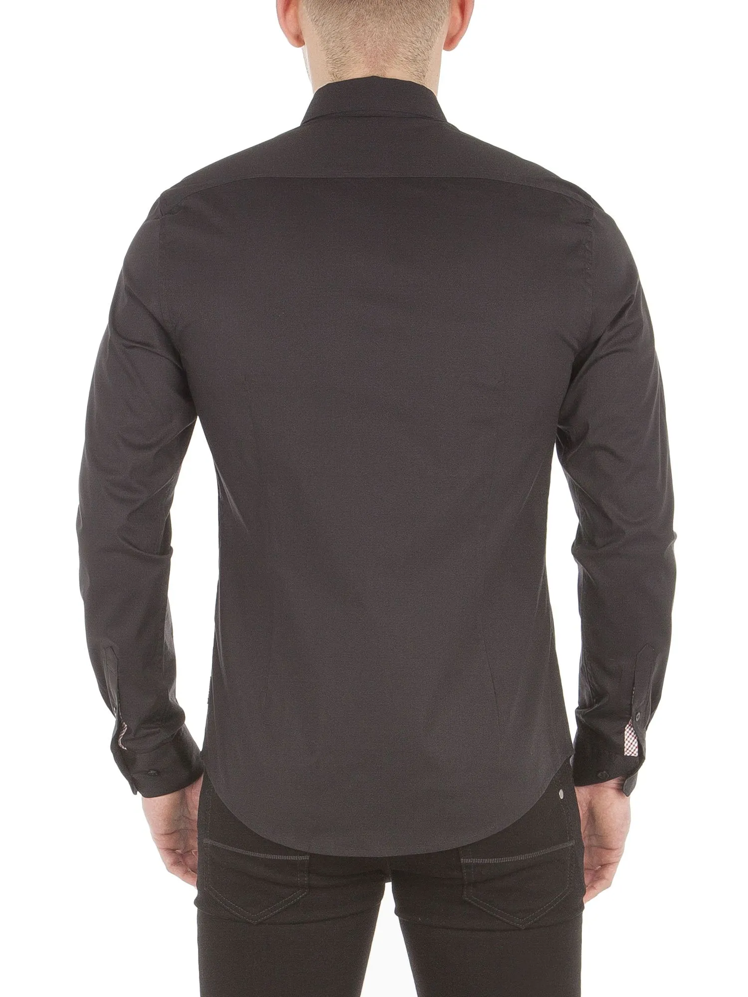 Ben Sherman Stretch Long Sleeve Poplin Shirt True Black