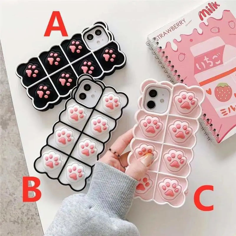 Black/White/Pink Soft Squishy Cat Paws Cute Phone Case MK16495