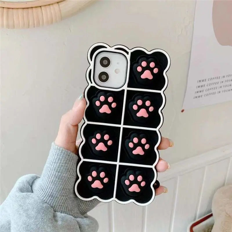 Black/White/Pink Soft Squishy Cat Paws Cute Phone Case MK16495