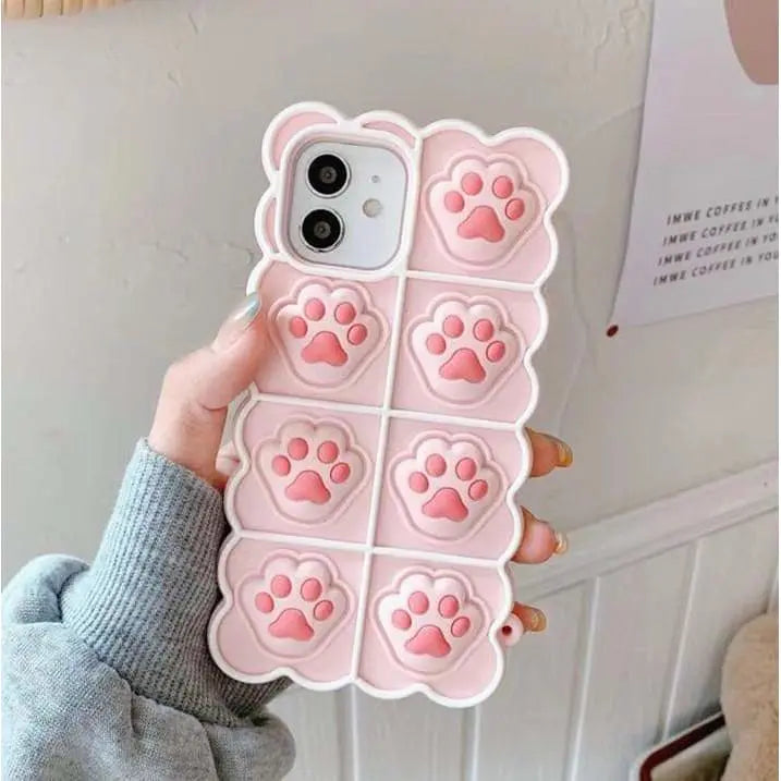 Black/White/Pink Soft Squishy Cat Paws Cute Phone Case MK16495