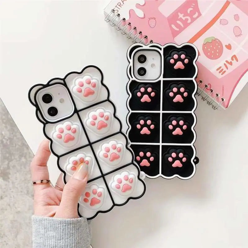 Black/White/Pink Soft Squishy Cat Paws Cute Phone Case MK16495