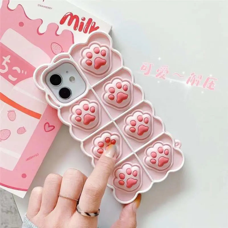 Black/White/Pink Soft Squishy Cat Paws Cute Phone Case MK16495