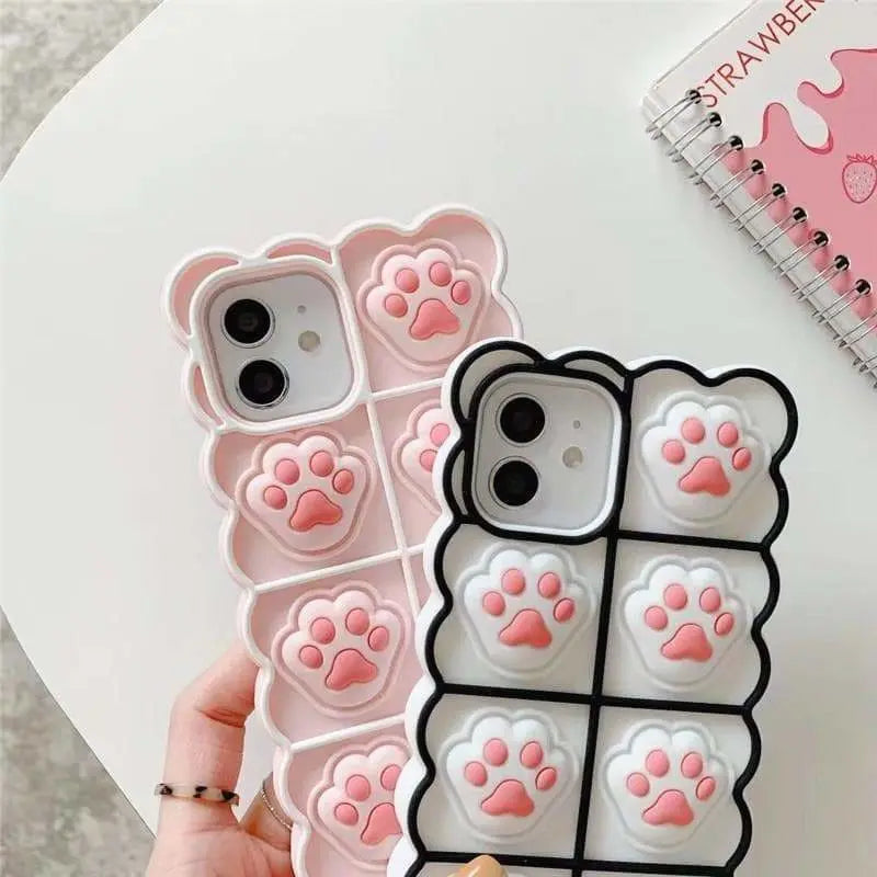 Black/White/Pink Soft Squishy Cat Paws Cute Phone Case MK16495