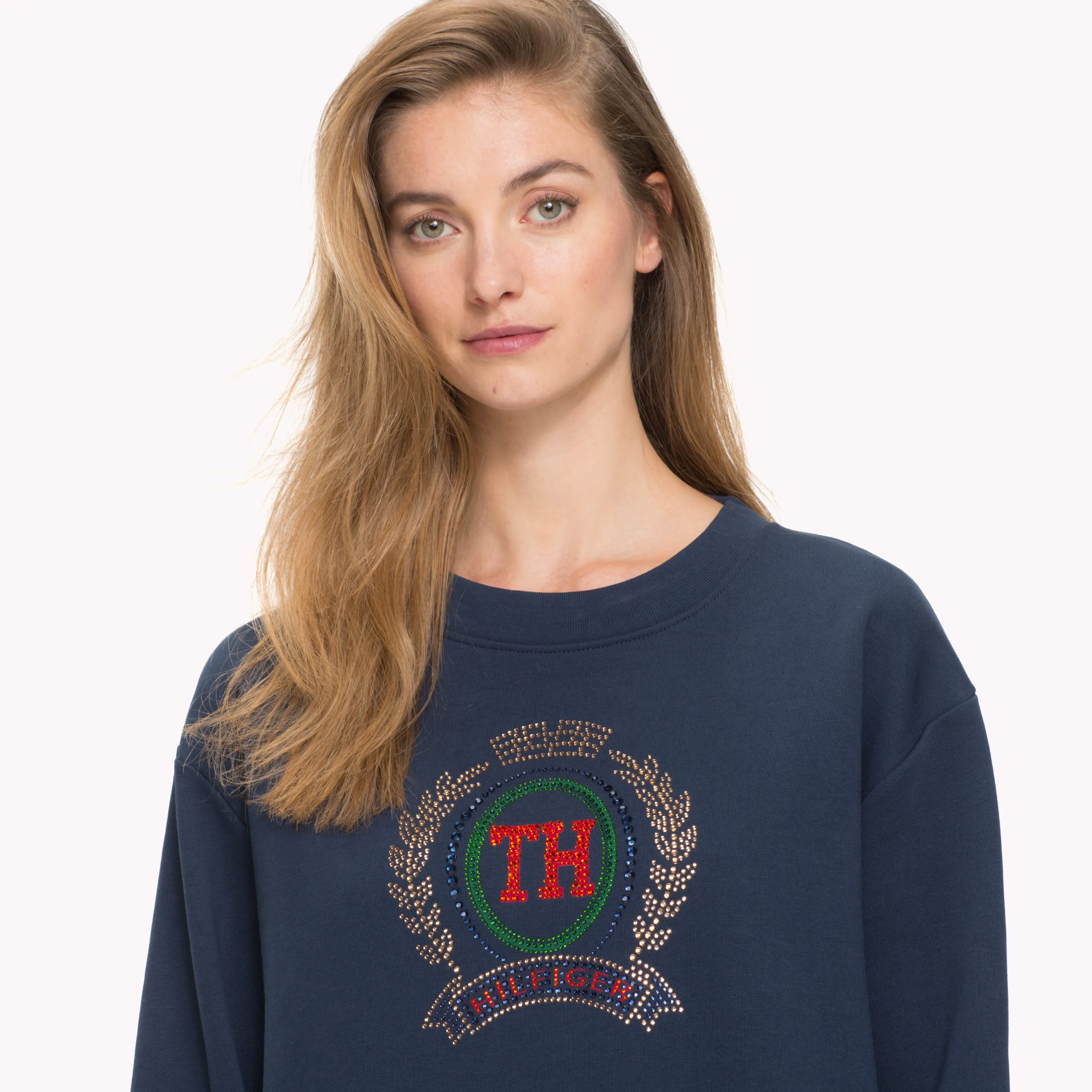 Blue Rhinestone Crest Sweatshirt | Sweatshirts & Hoodies | Tommy Hilfiger