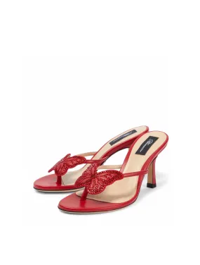 Blumarine Red Embellished Thong Sandals