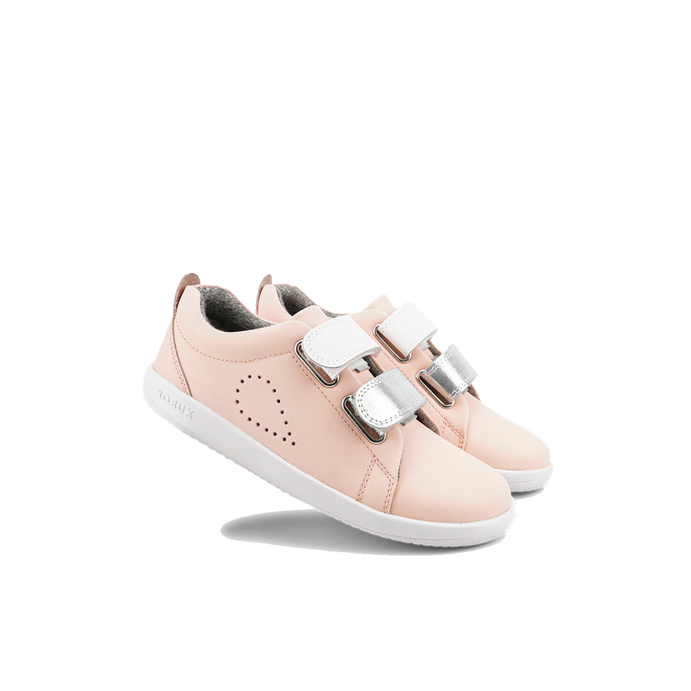 Bobux Kid+ Grass Court Switch Seashell (Silver Metallic + White)