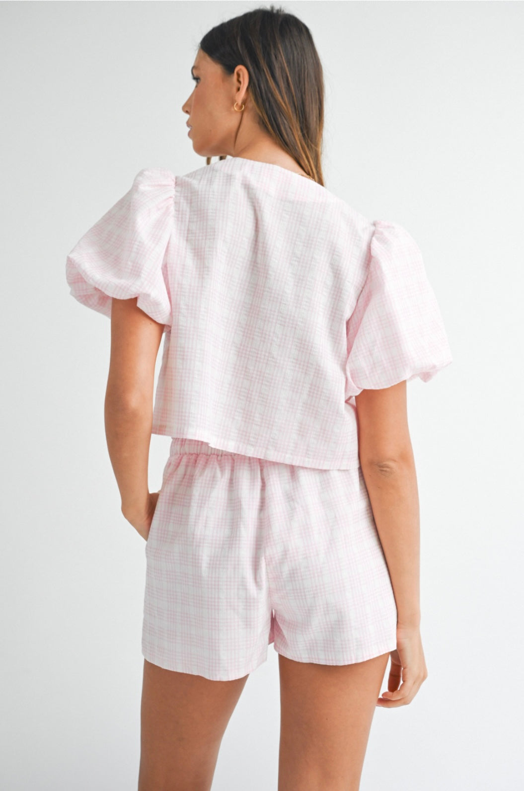 Brynn Plaid Set - Pink/White