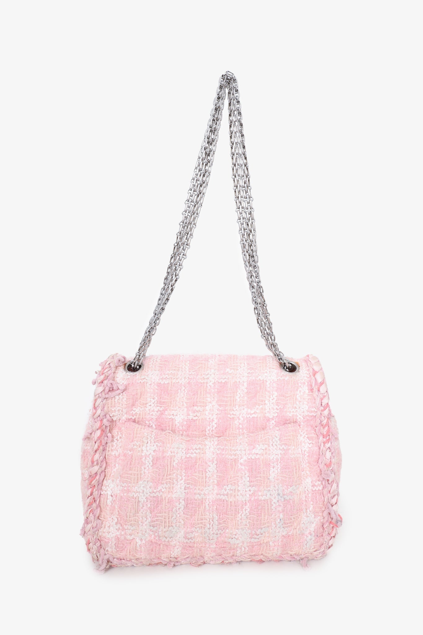 Chanel 2014-15 Pink/White Tweed Reissue 2.55 Square Bag