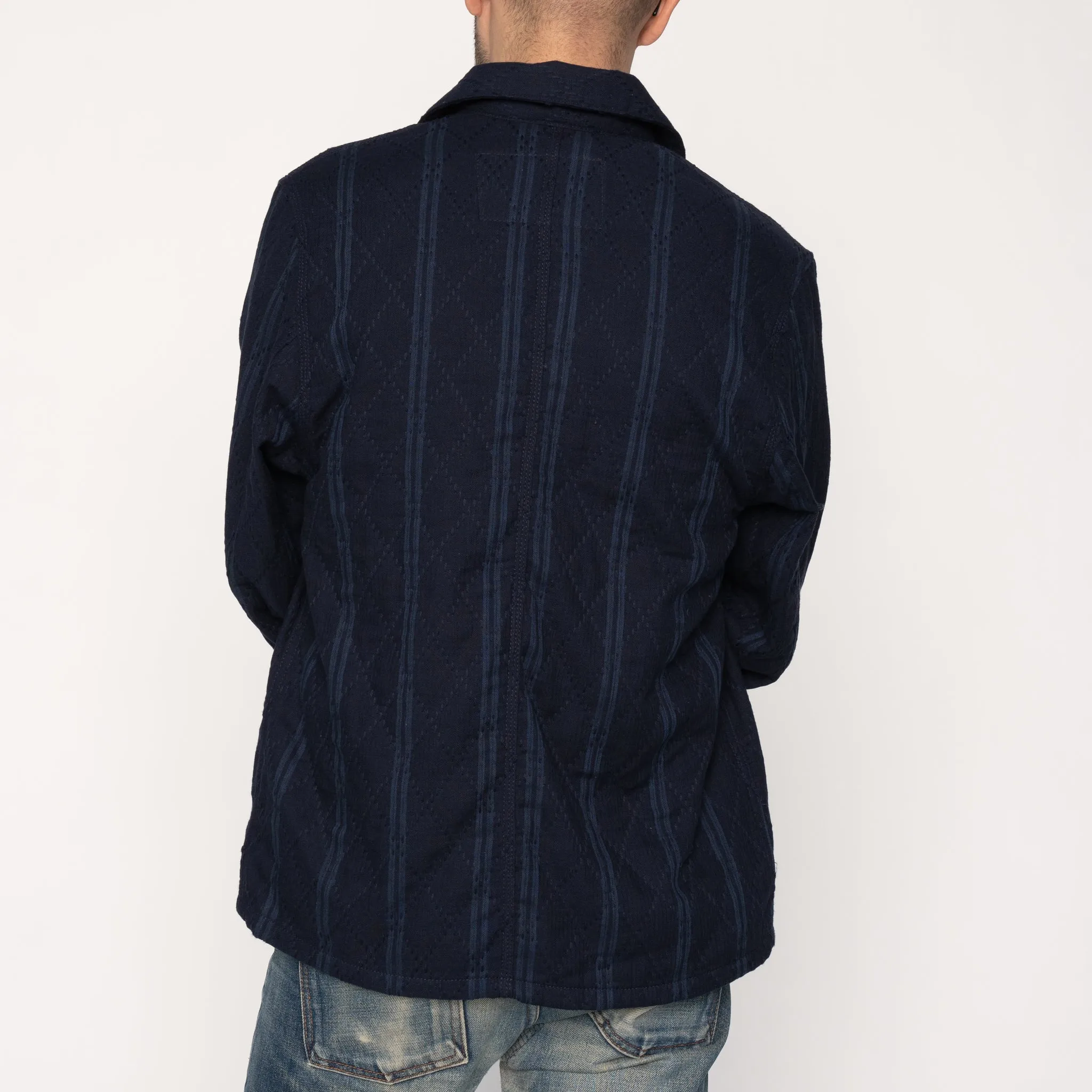 Chore Coat - Sashiko Double Gauze - Indigo Stripe