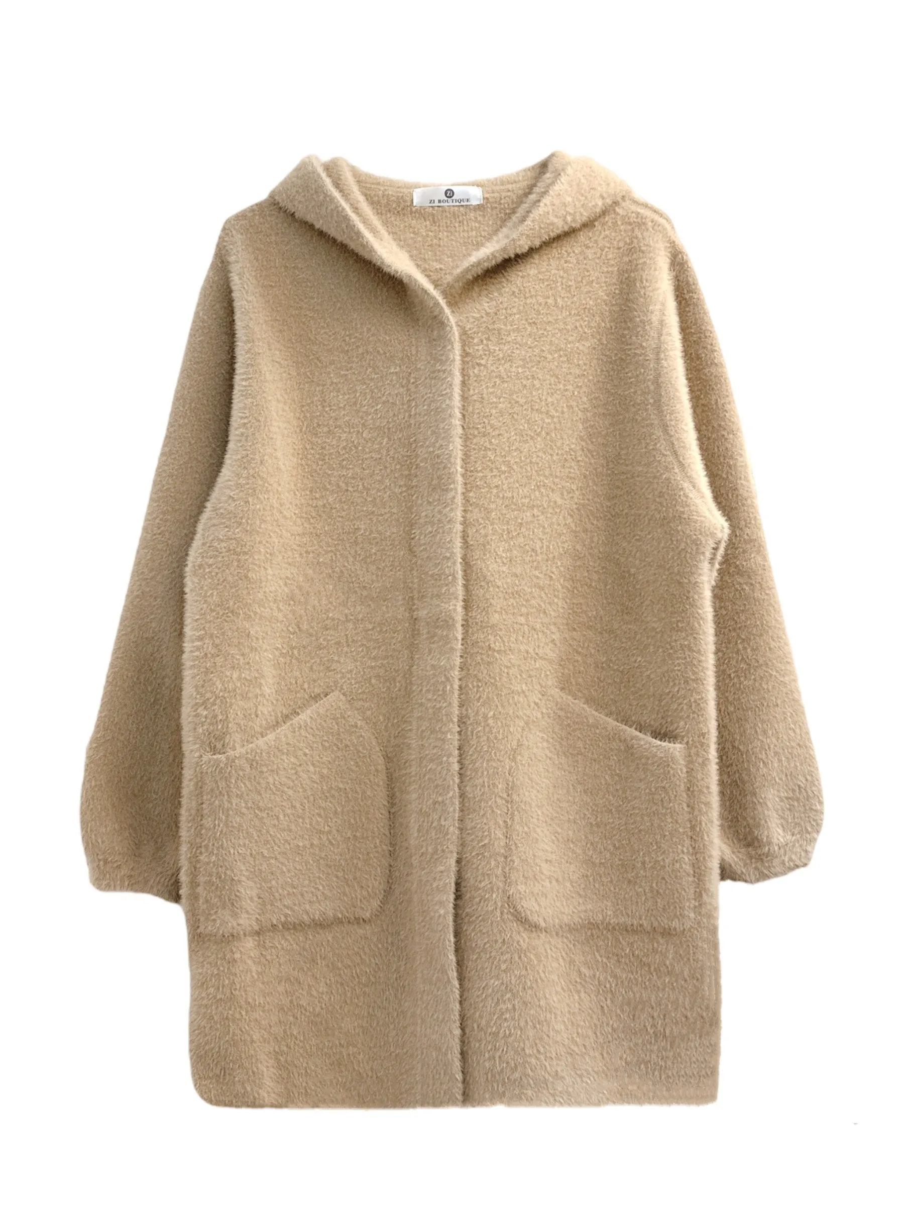 coat - ELEGANT COMFORT BEIGE HOODIE