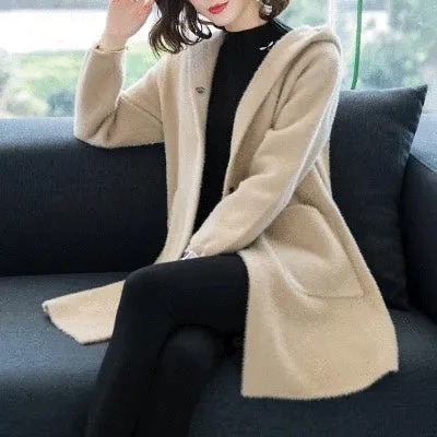 coat - ELEGANT COMFORT BEIGE HOODIE