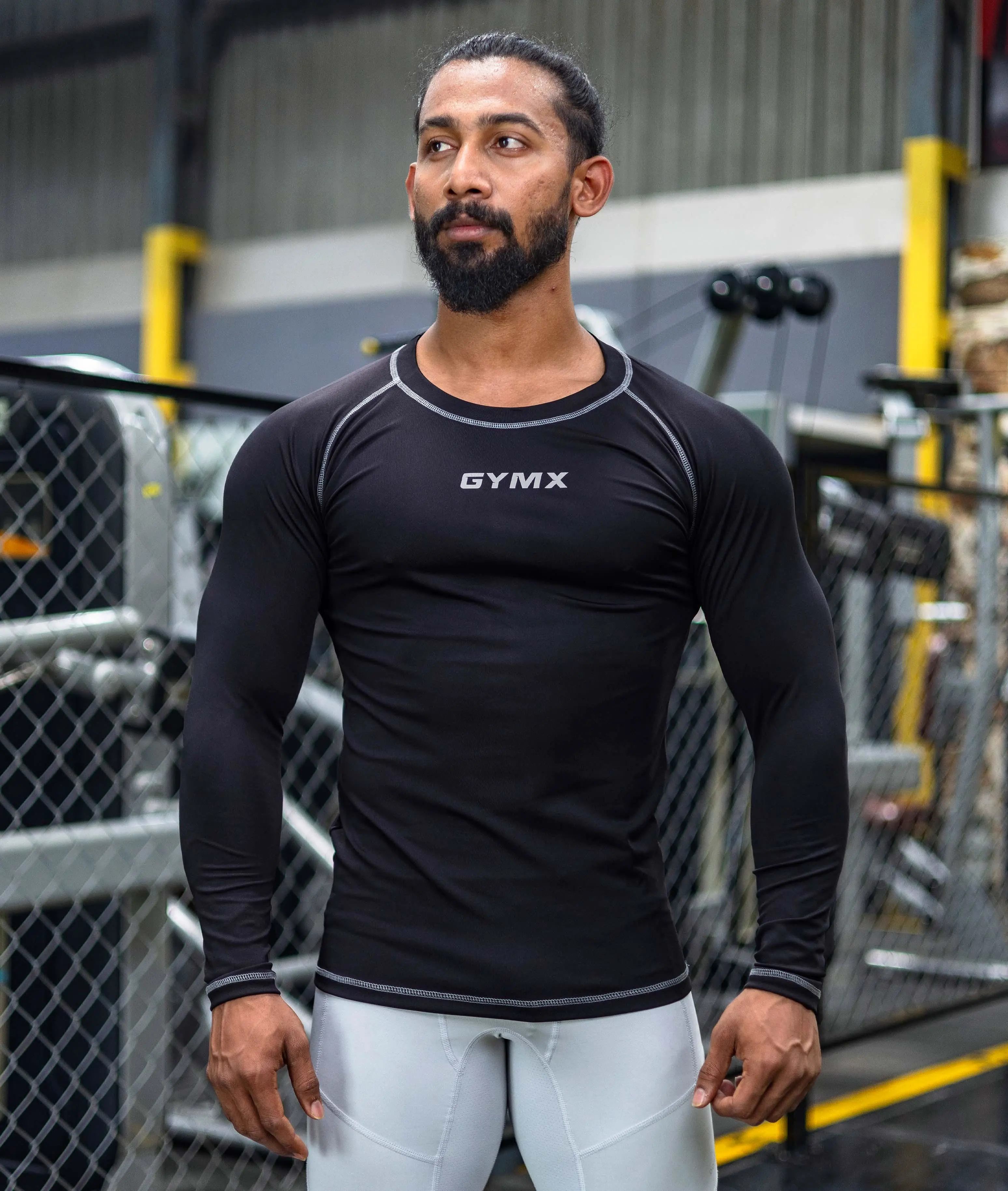 Compression GymX Full Sleeve Tee: Black