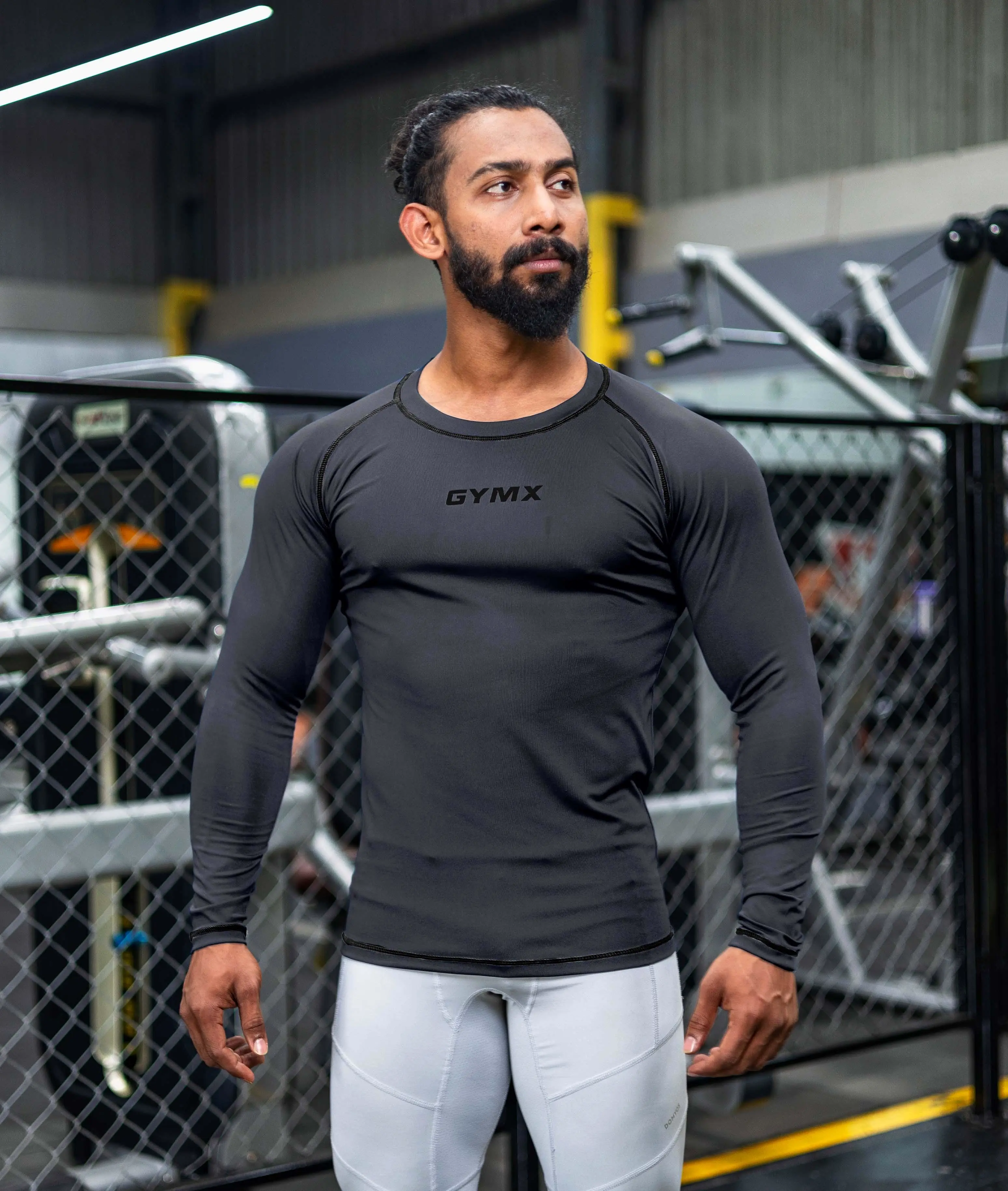 Compression GymX Full Sleeve Tee: Carbon Grey