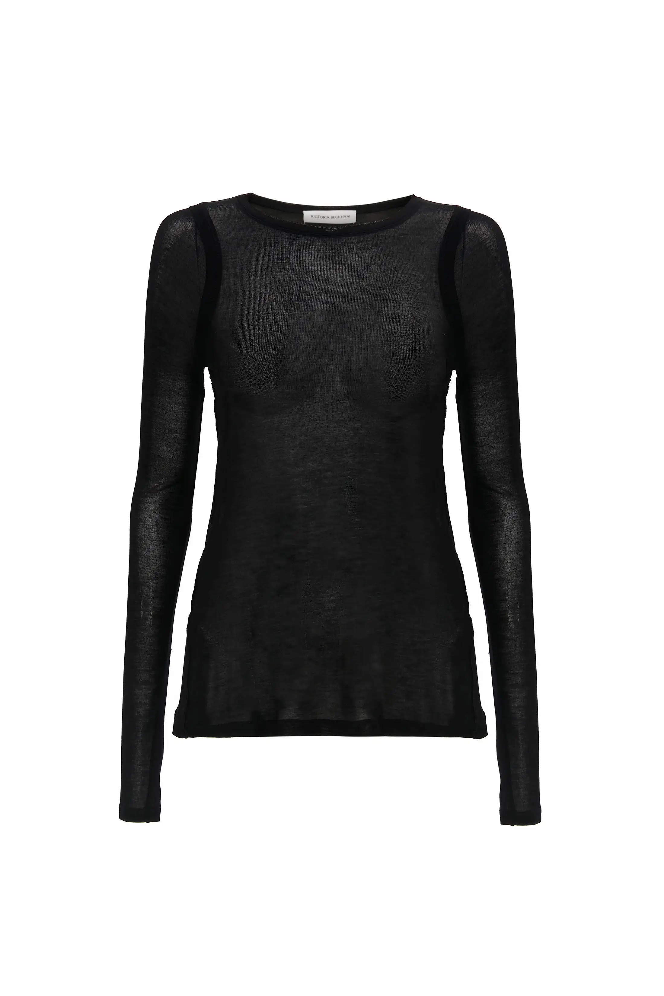 Crew Neck Long Sleeve Top In Black