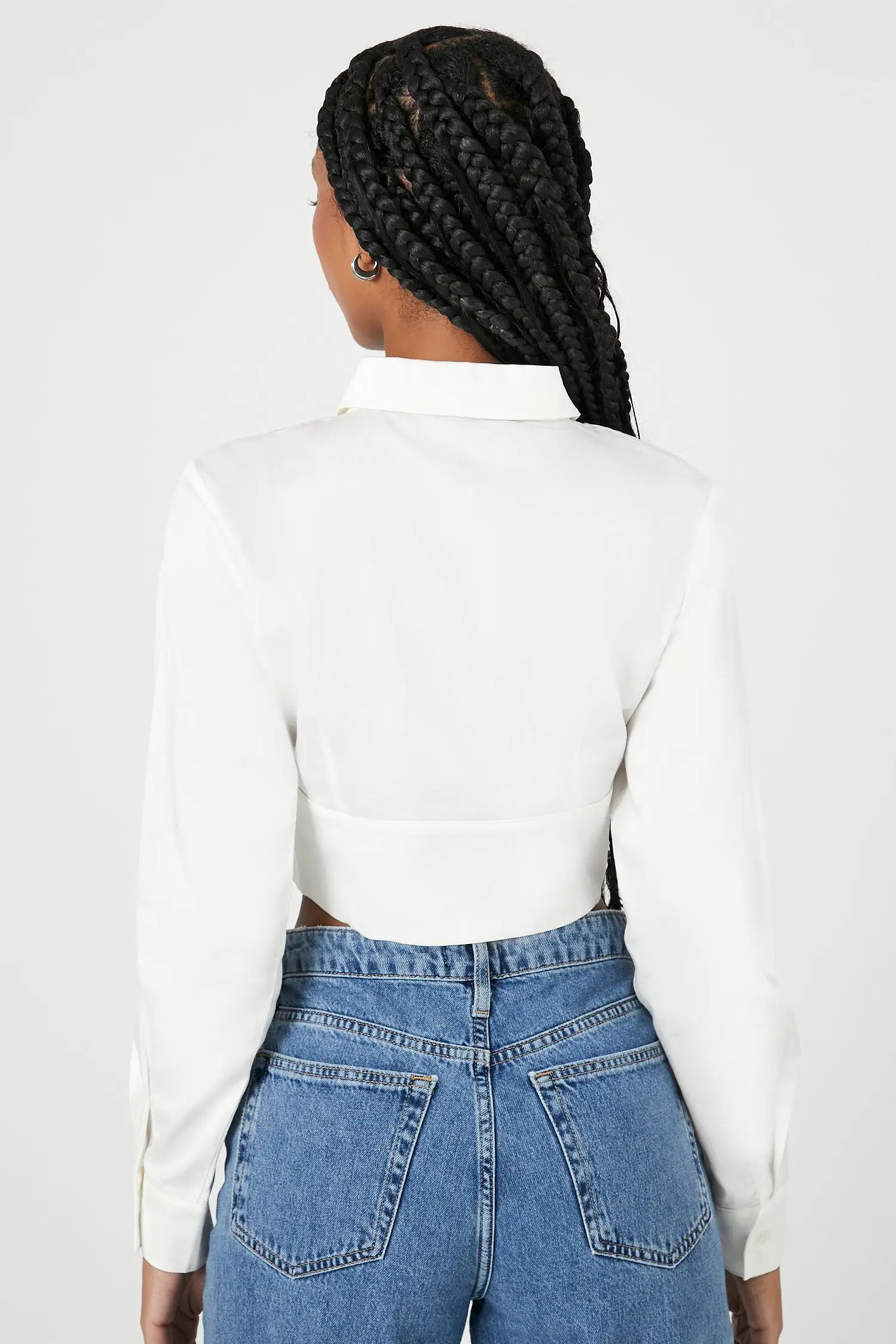 Cropped Hook-and-Eye Poplin Shirt