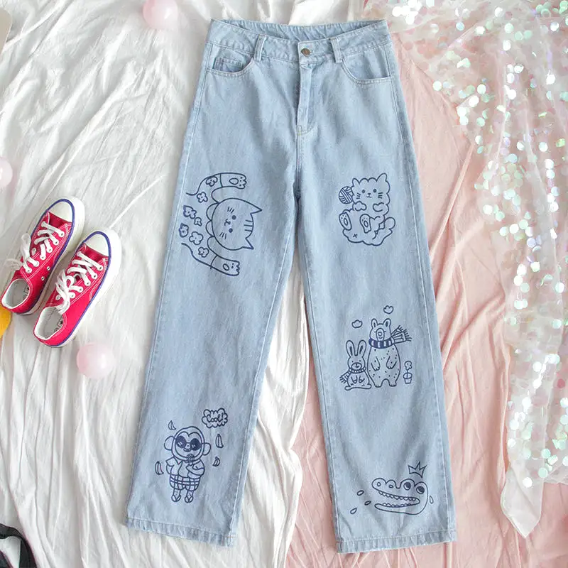 CUTE CARTOON LOOSE JEANS BY63067