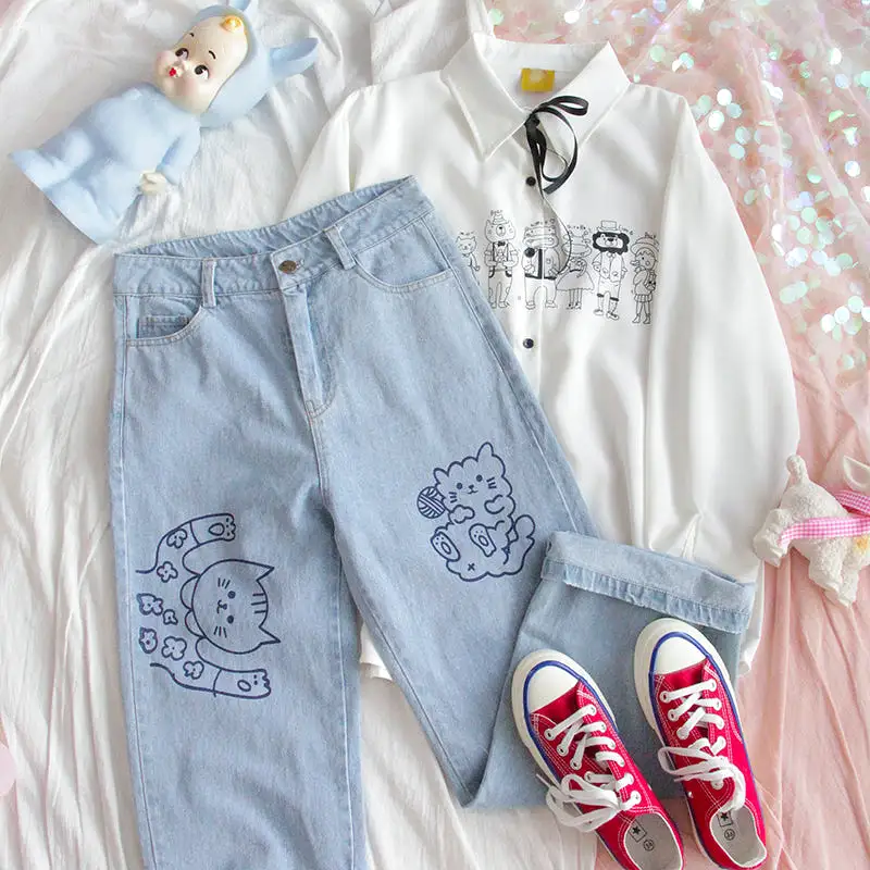 CUTE CARTOON LOOSE JEANS BY63067