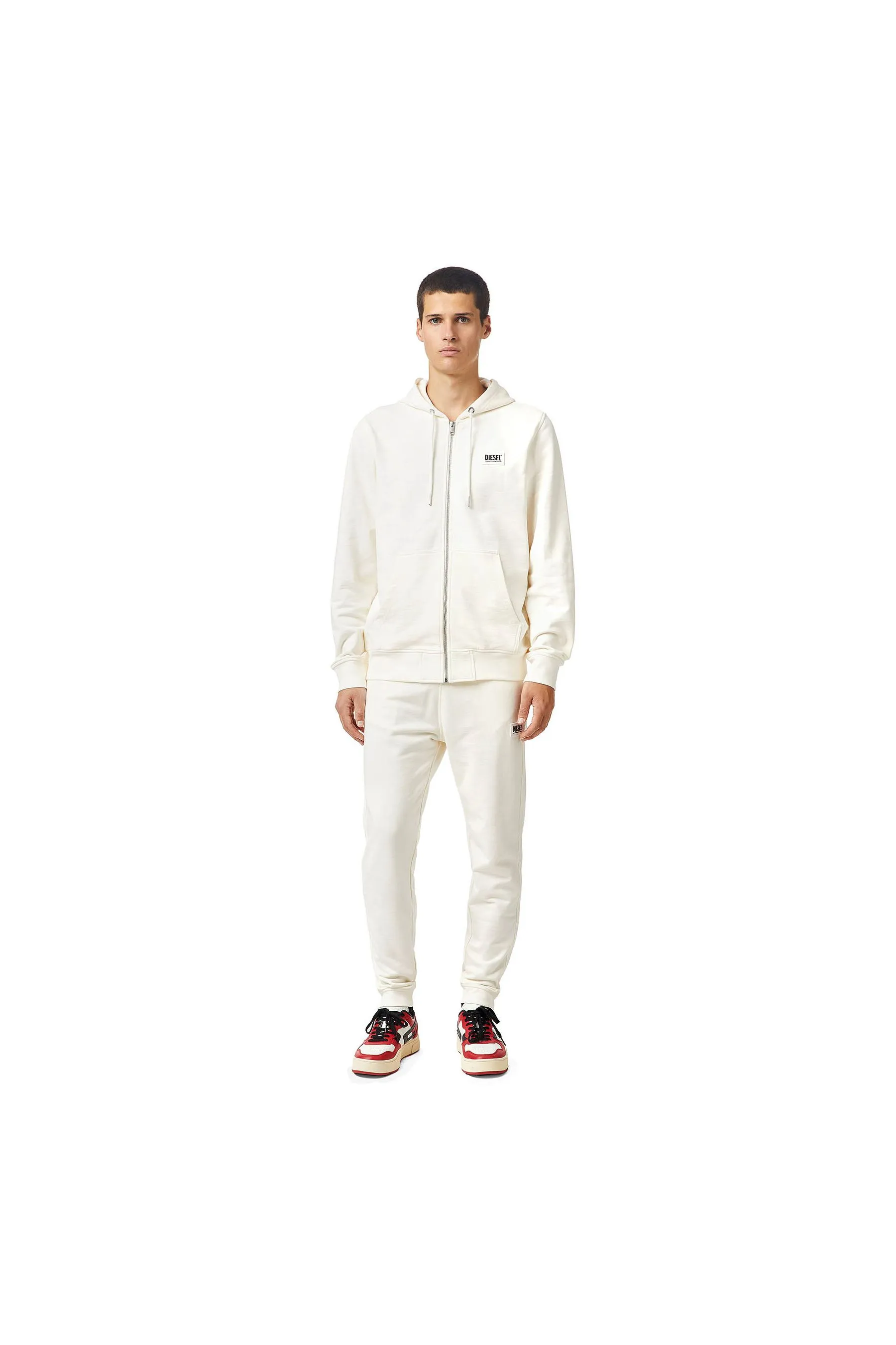 Diesel S-Girk-Hood-Zip-B2 Felpa White Men Hoodies|akgalleria.com