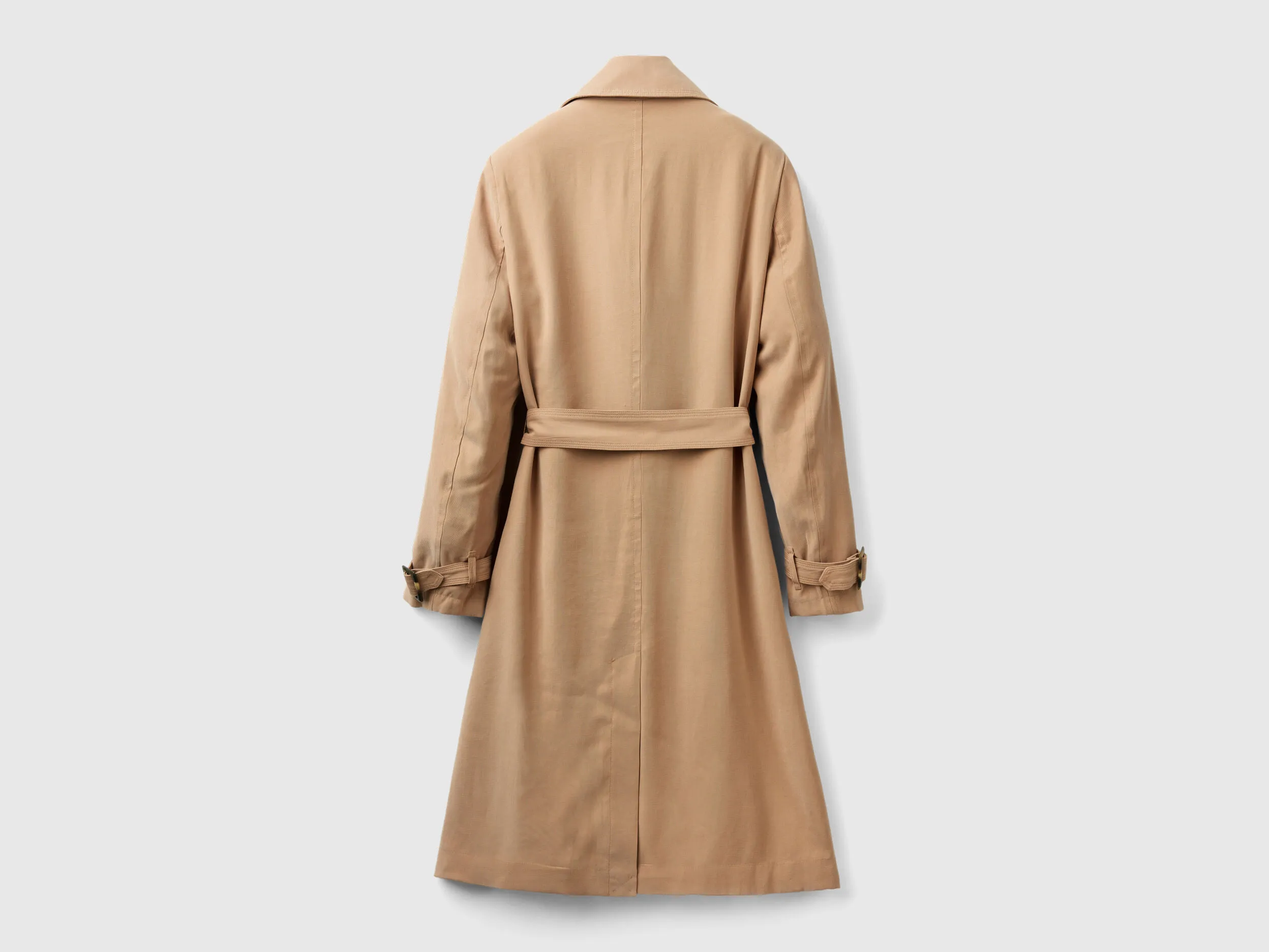 Double-breasted midi trench coat - Camel | Benetton