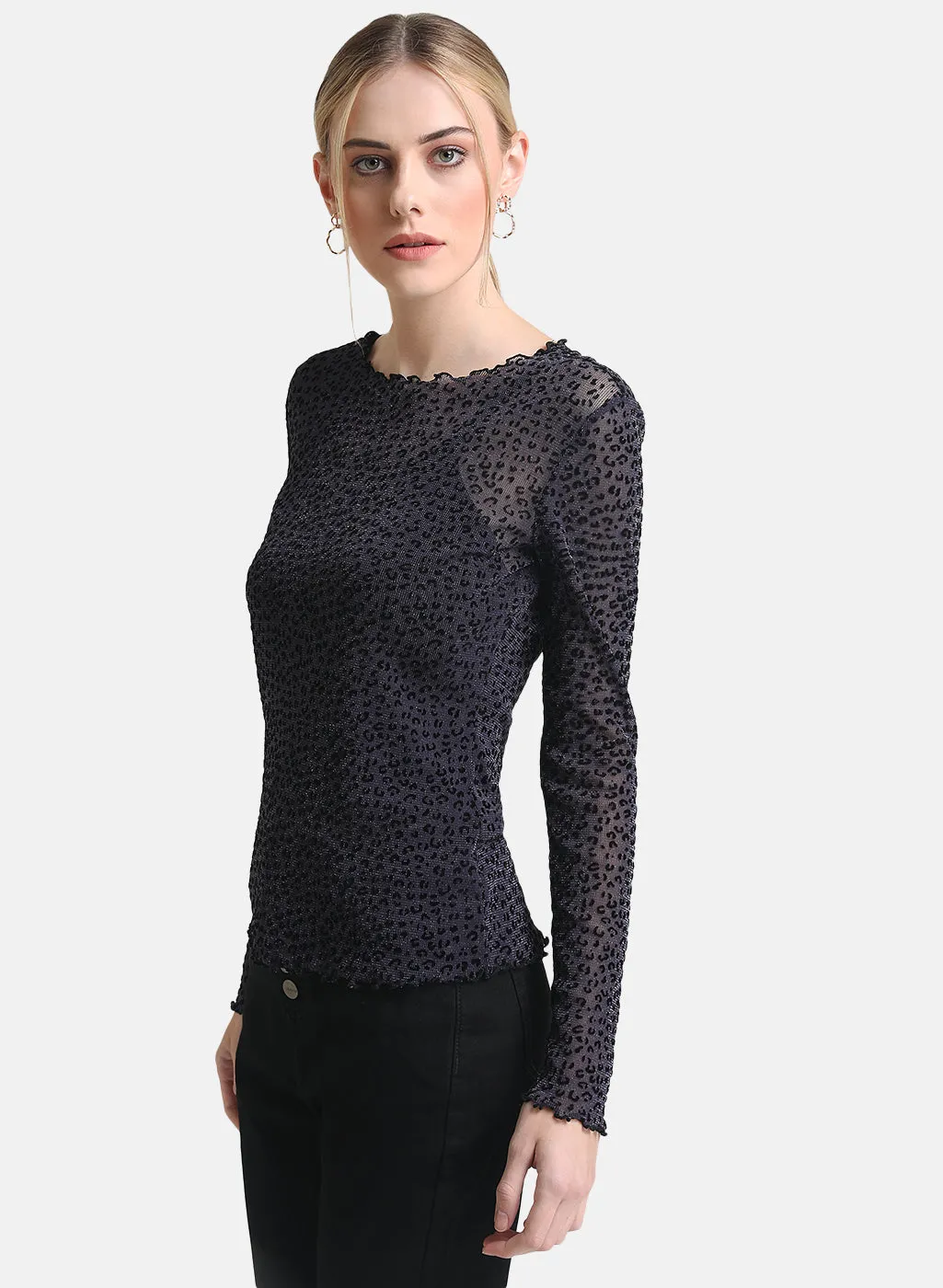 Flock Mesh Full Sleeve Top