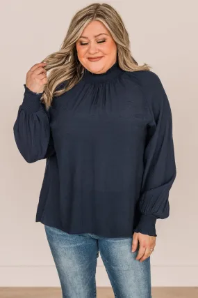 Full Of Dreams Long Sleeve Blouse- Navy