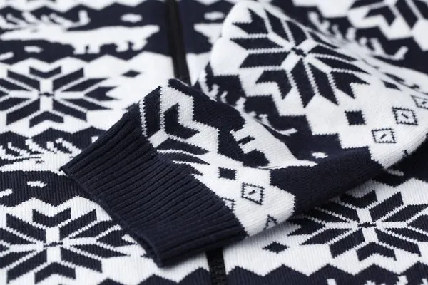 Full Stripe Snowflakes Pattern Zip up Jumper for Men