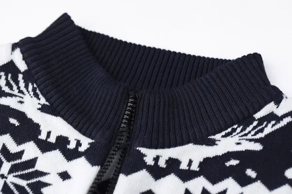 Full Stripe Snowflakes Pattern Zip up Jumper for Men