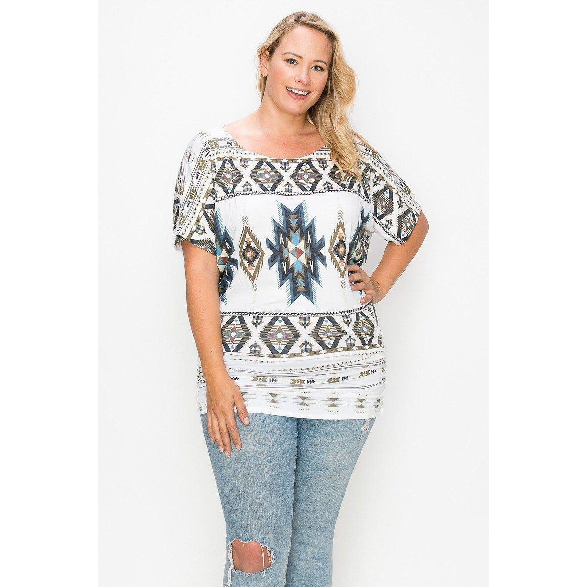 Geometric-tribal Sublimation Print Top