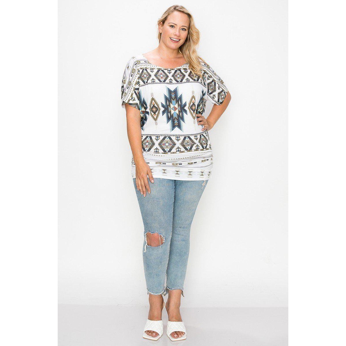 Geometric-tribal Sublimation Print Top