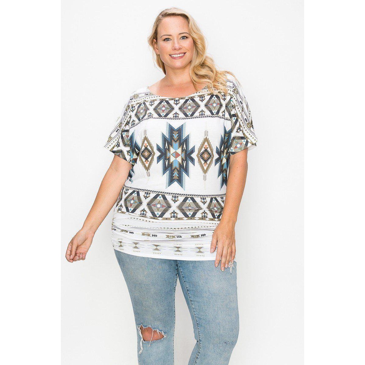 Geometric-tribal Sublimation Print Top