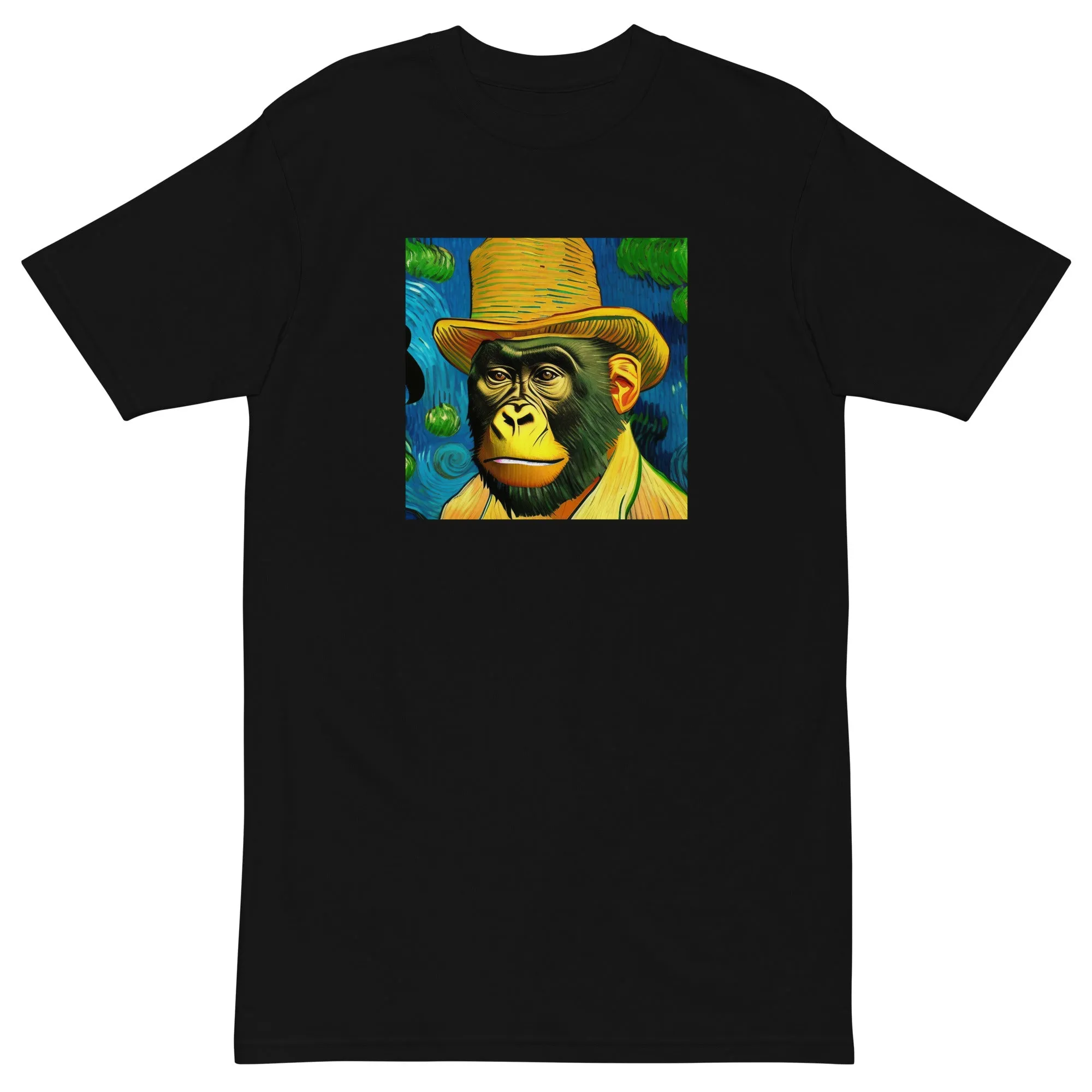 Gerald Black Heavyweight Regular Fit Artful Gorilla Print T-Shirt for Men