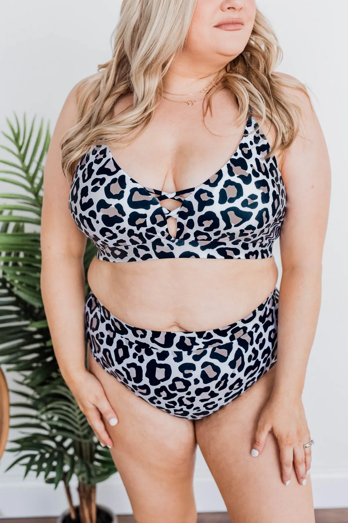 Going On A Retreat Mid-Rise Swim Bottoms- Leopard