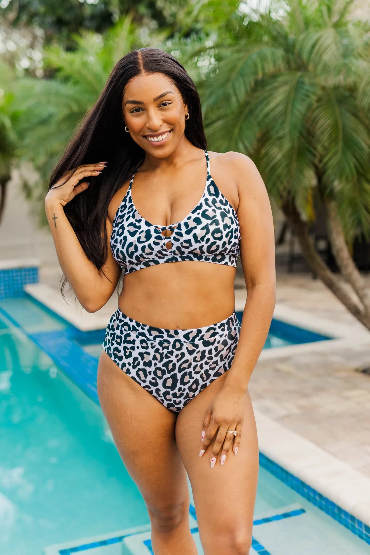 Going On A Retreat Mid-Rise Swim Bottoms- Leopard