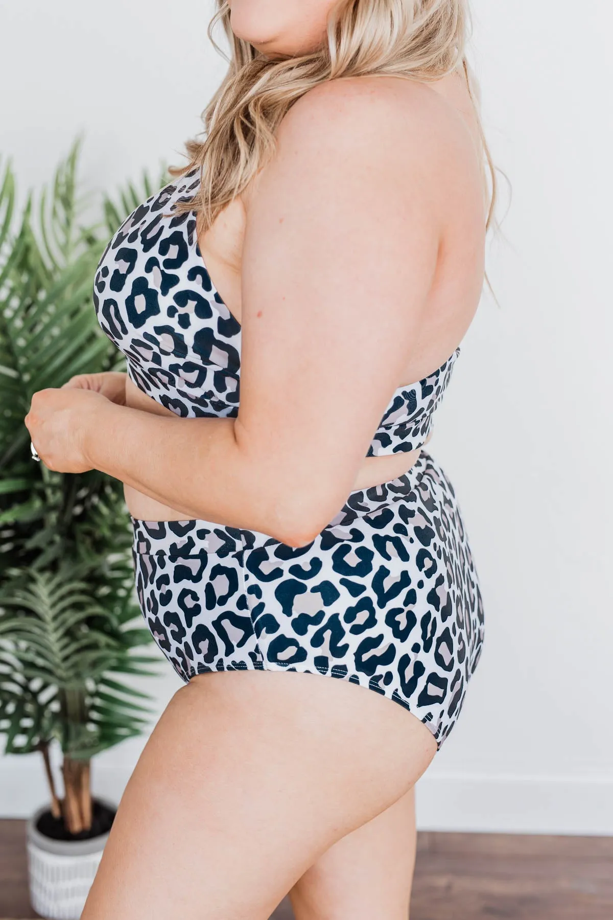 Going On A Retreat Mid-Rise Swim Bottoms- Leopard