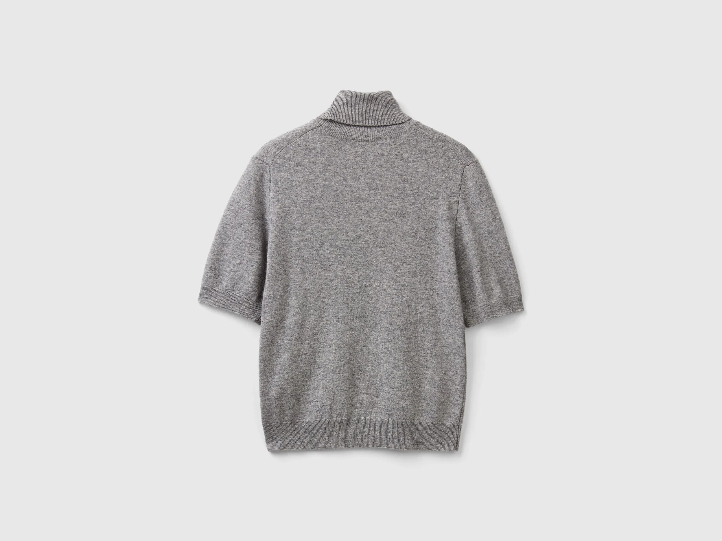 Gray short sleeve turtleneck in cashmere blend - Light Gray | Benetton