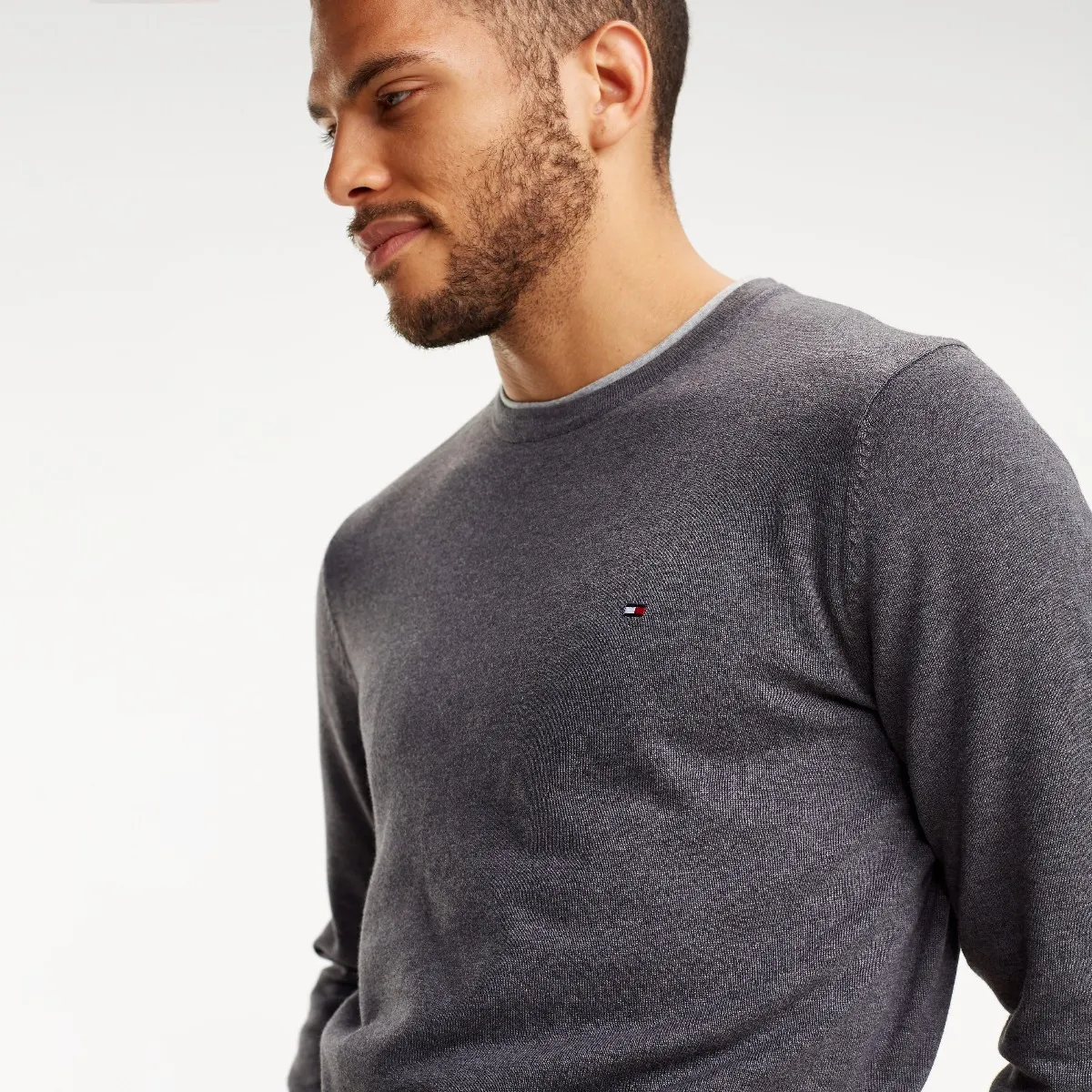 Grey Silk Blend Crew Neck Jumper | Sweatshirts & Hoodies | Tommy Hilfiger