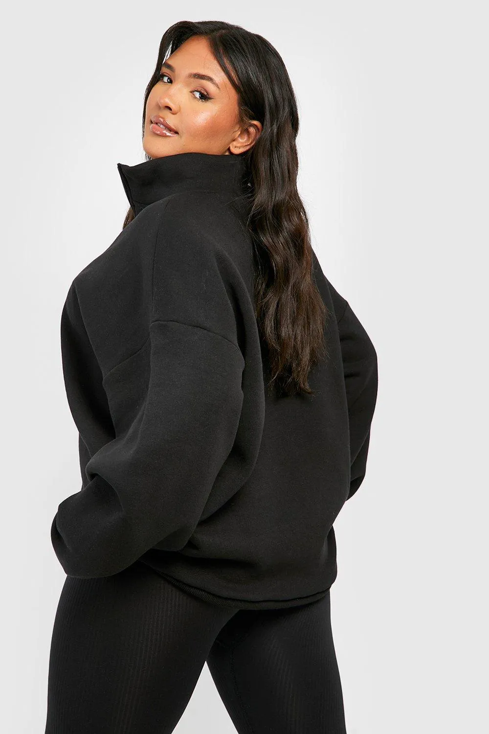 Hoodies & Sweatshirts | Plus Oversized Half Zip Sweatshirt | boohoo