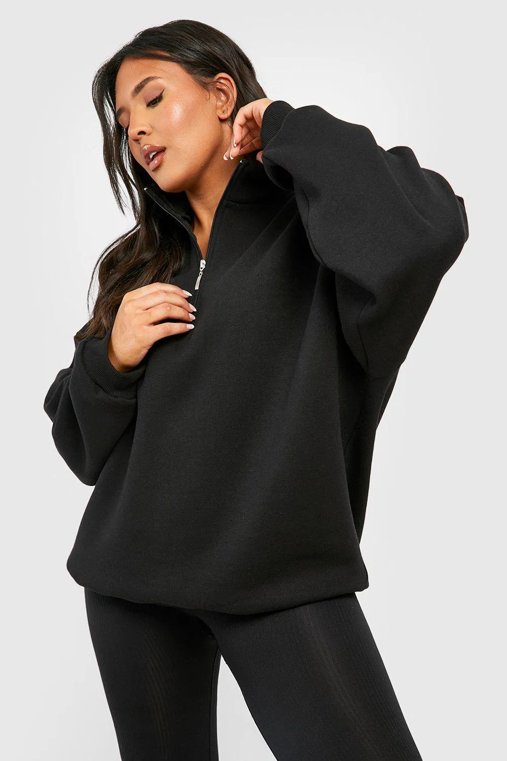 Hoodies & Sweatshirts | Plus Oversized Half Zip Sweatshirt | boohoo