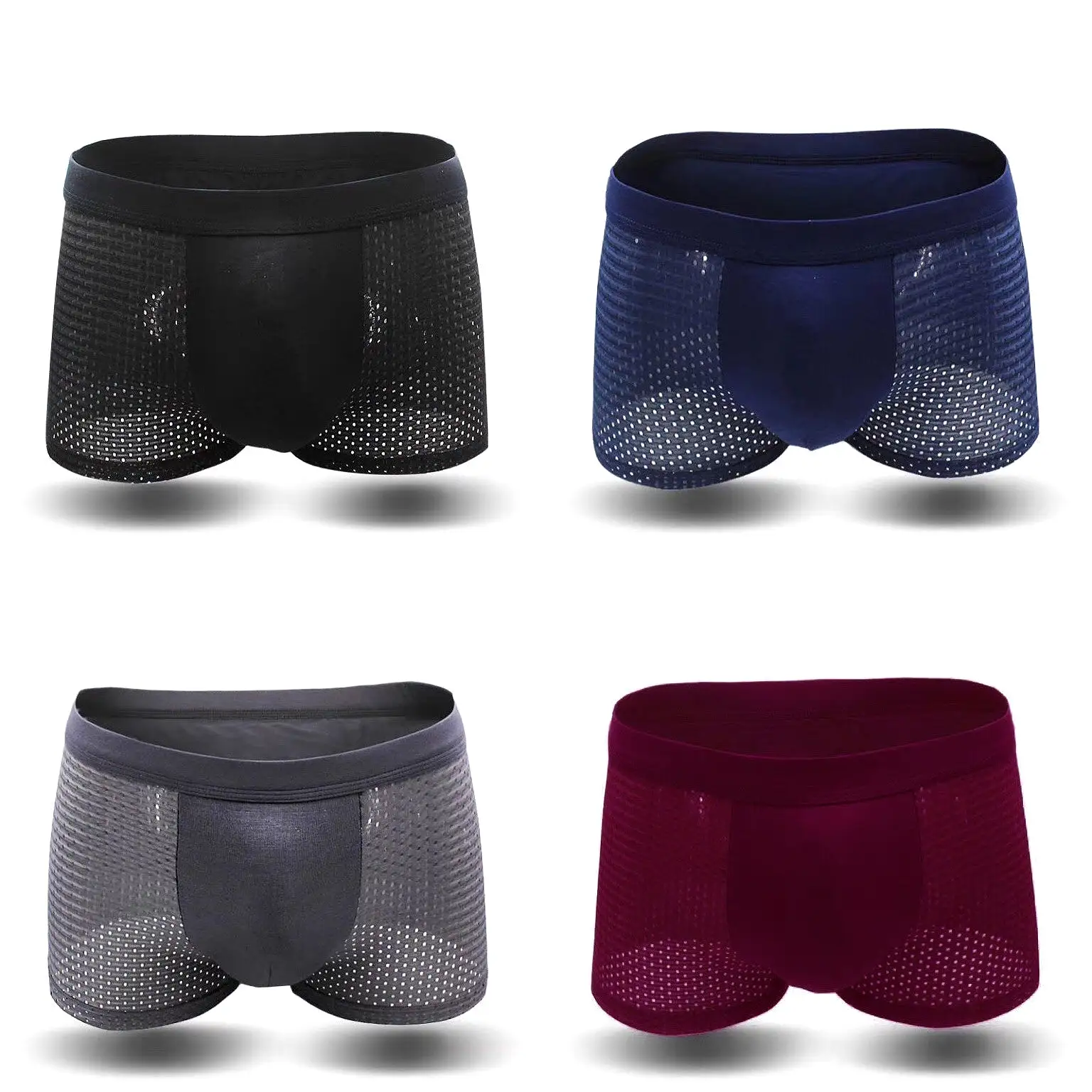 INSTOCK-Men's boxer briefs mid-rise 4-pack boxed mesh solid color