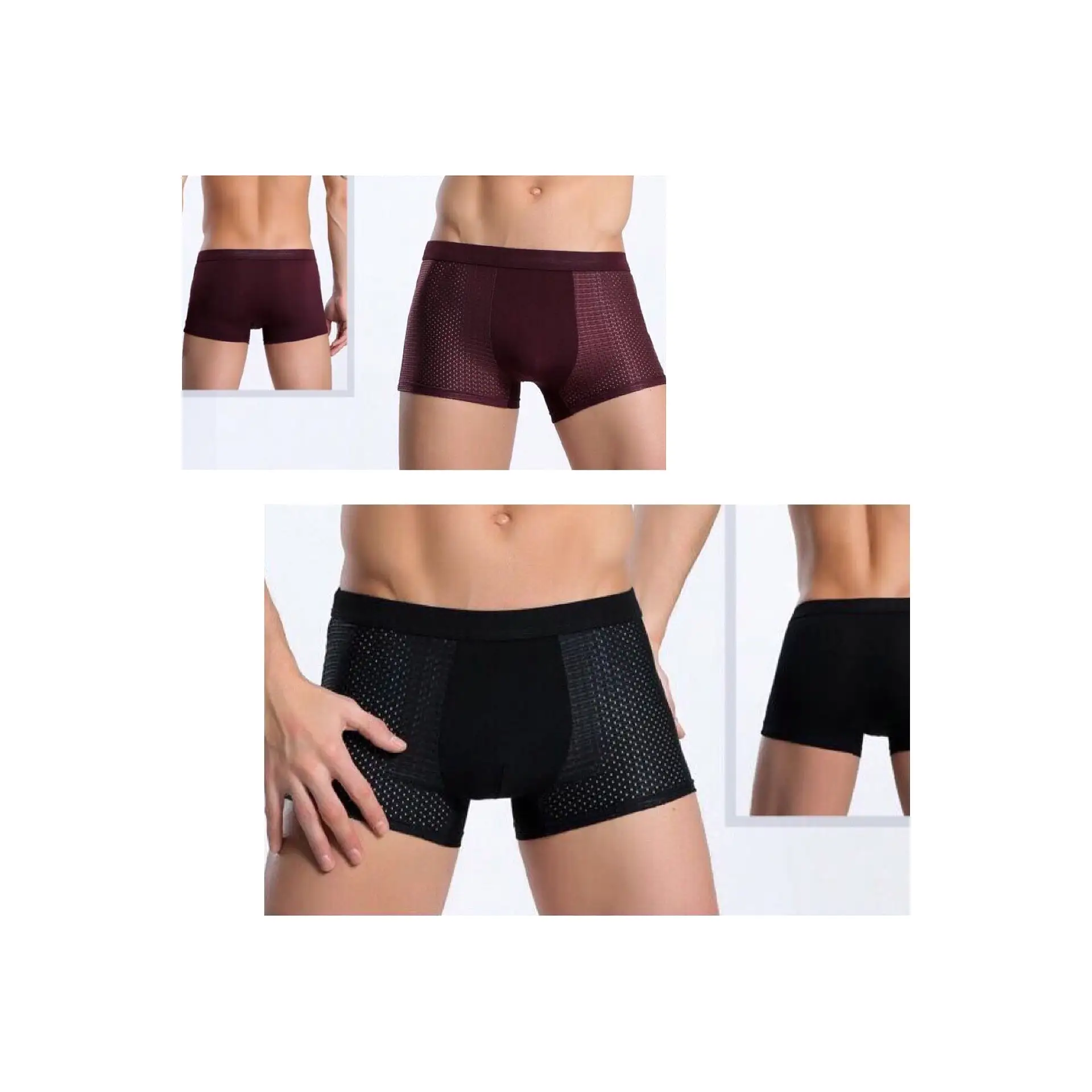 INSTOCK-Men's boxer briefs mid-rise 4-pack boxed mesh solid color