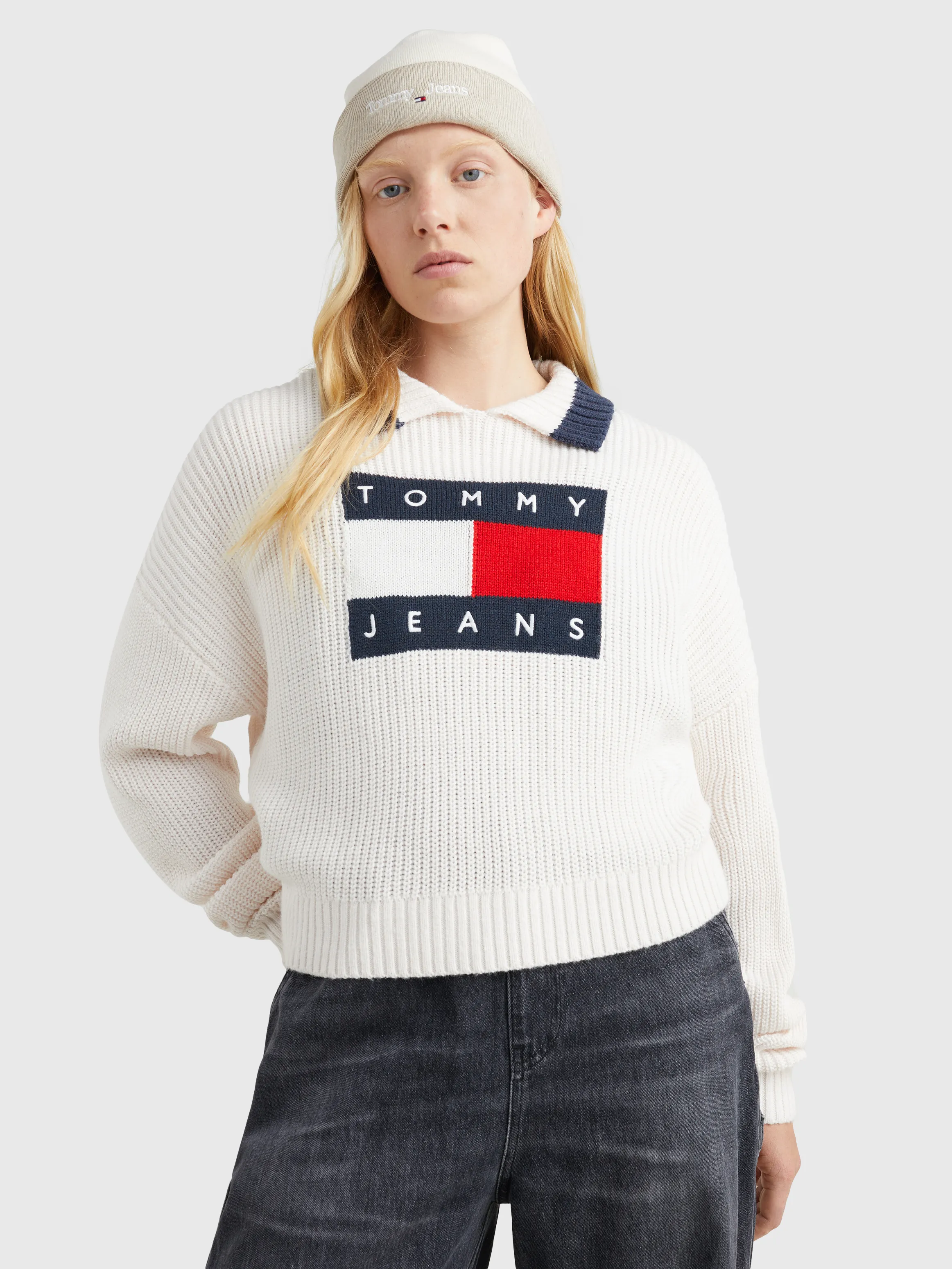 Intarsia Flag Collared Jumper | Sweatshirts & Hoodies | Tommy Jeans