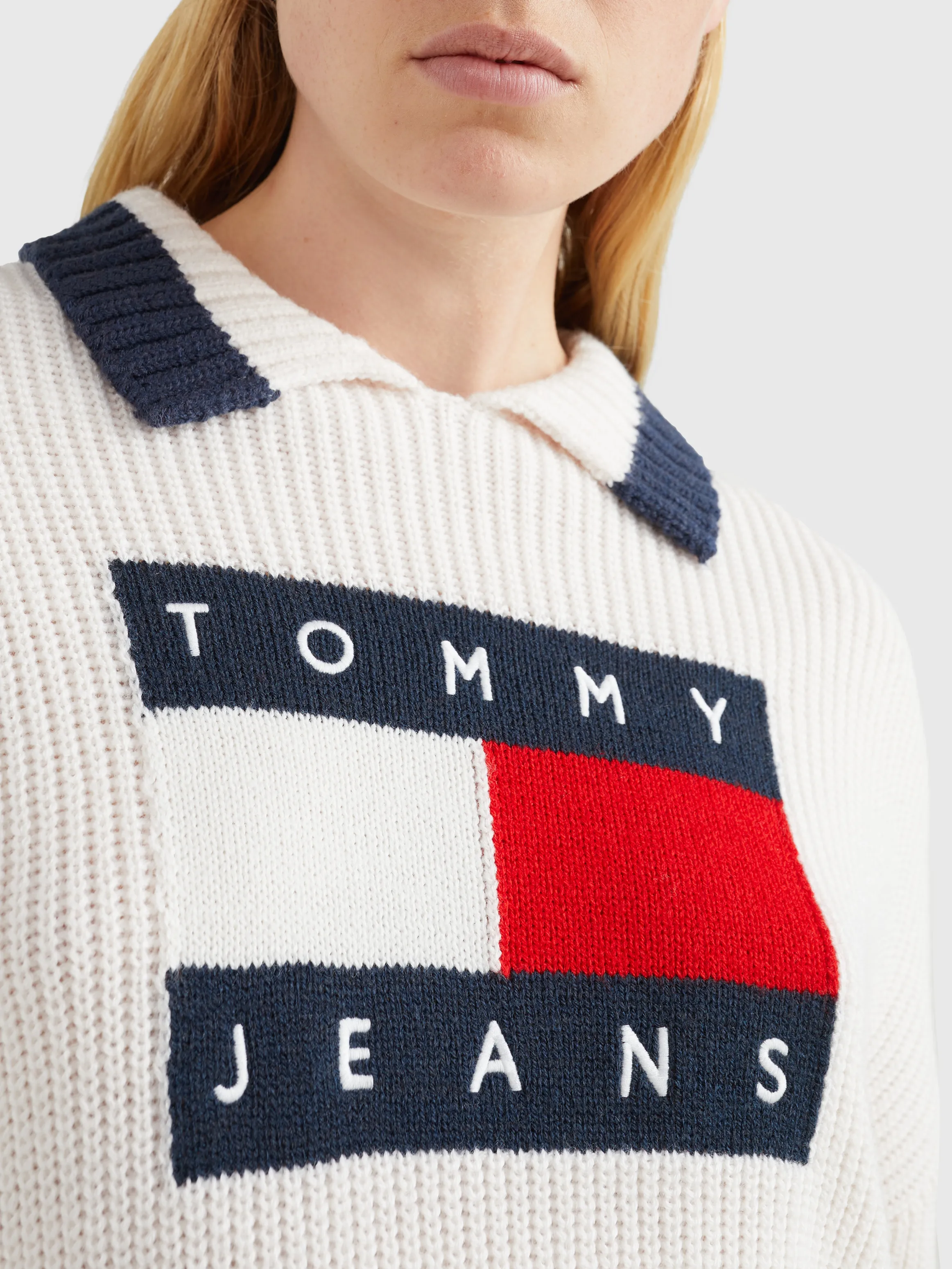 Intarsia Flag Collared Jumper | Sweatshirts & Hoodies | Tommy Jeans