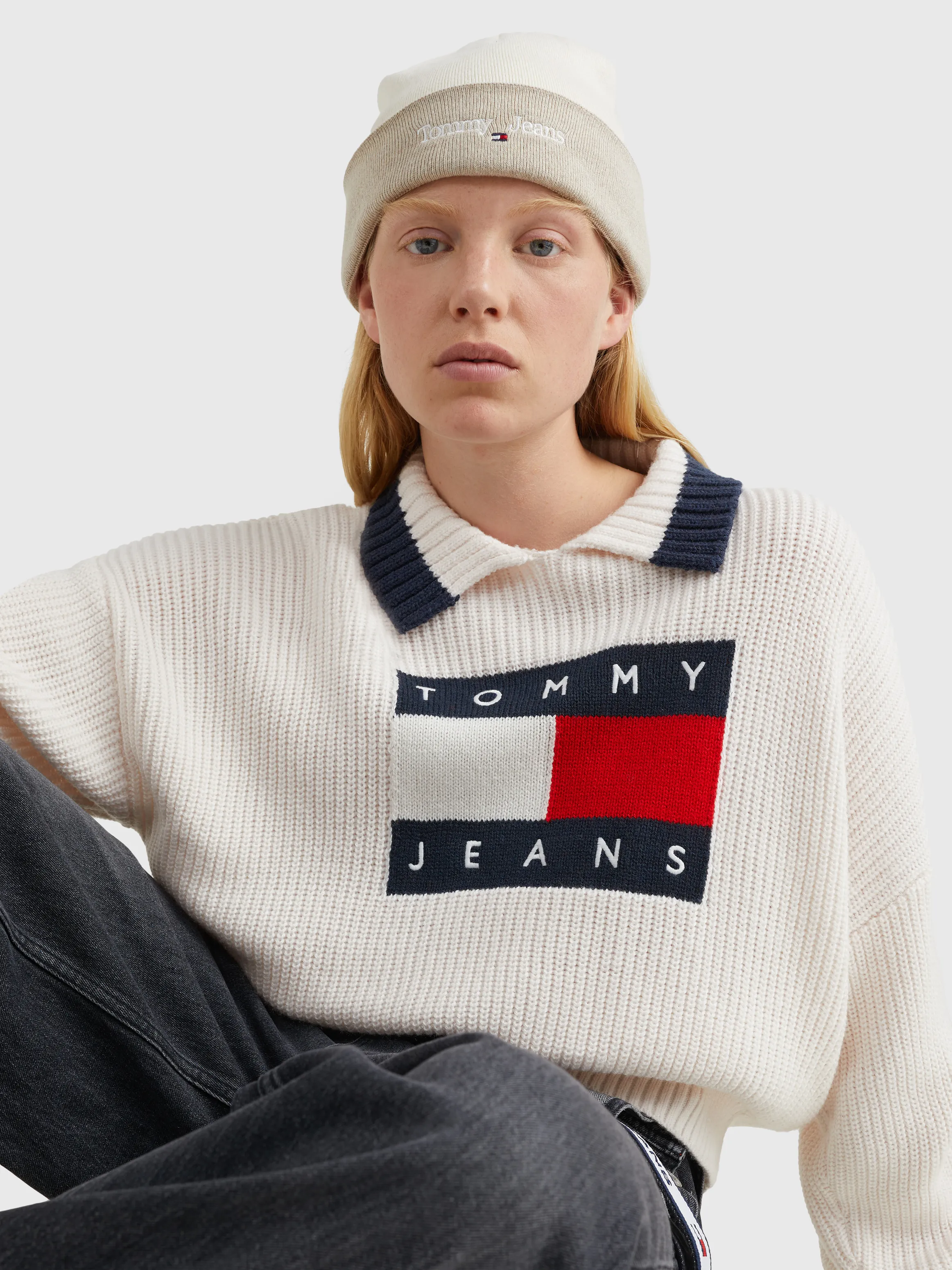 Intarsia Flag Collared Jumper | Sweatshirts & Hoodies | Tommy Jeans