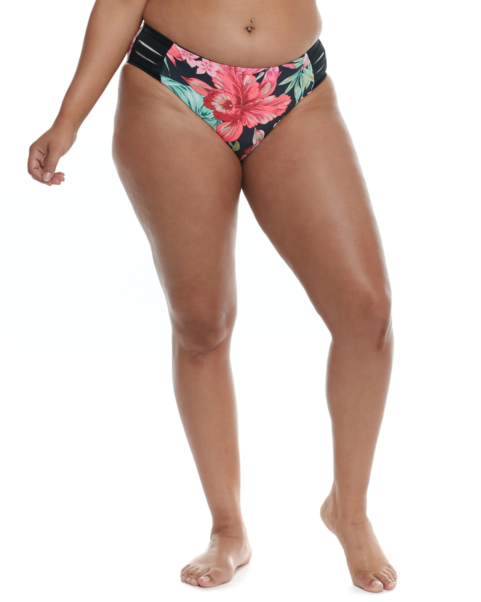 Isla Foca Plus Size Retro High-Waist Swim Bottoms - Black